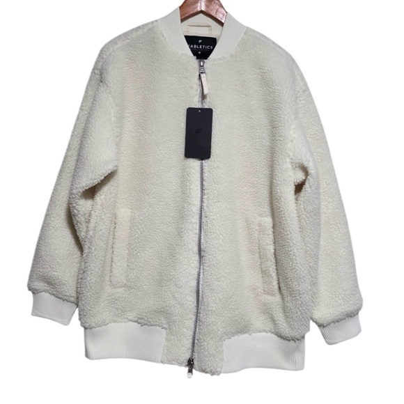 Fabletics Teddy Oversized Bomber Jacket in Bone Size Medium NWT - Picture 3 of 4